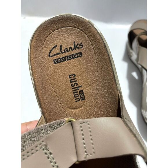 Clarks Collection Soft Cushion brown wedges Strappy women's 11 - Picture 7 of 7
